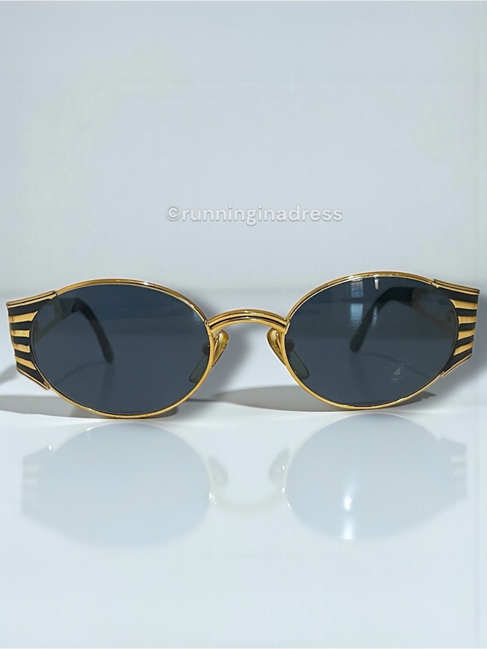 Vintage Fendi FS 300 Sunglasses Gold Black Oval Roman Coin Safety Pin 90s ODB - Picture 7 of 16